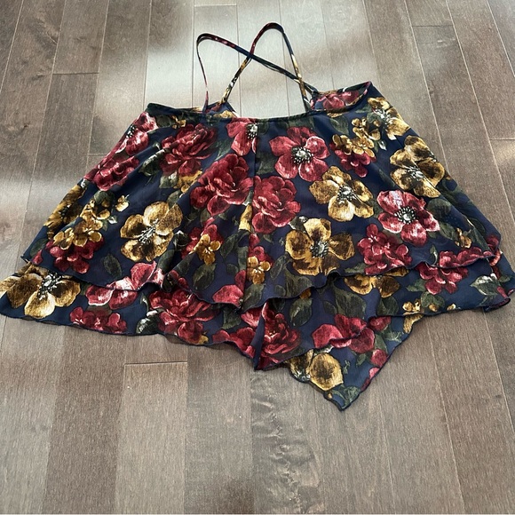 Abercrombie & Fitch Floral Flowy Babydoll Cami Ruffle Boho‎ Fall Festival  S - Picture 7 of 11